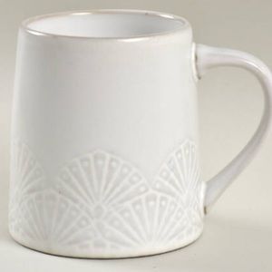 2!!! HEARTH & HAND NWT embossed stoneware coffee mugs -12oz